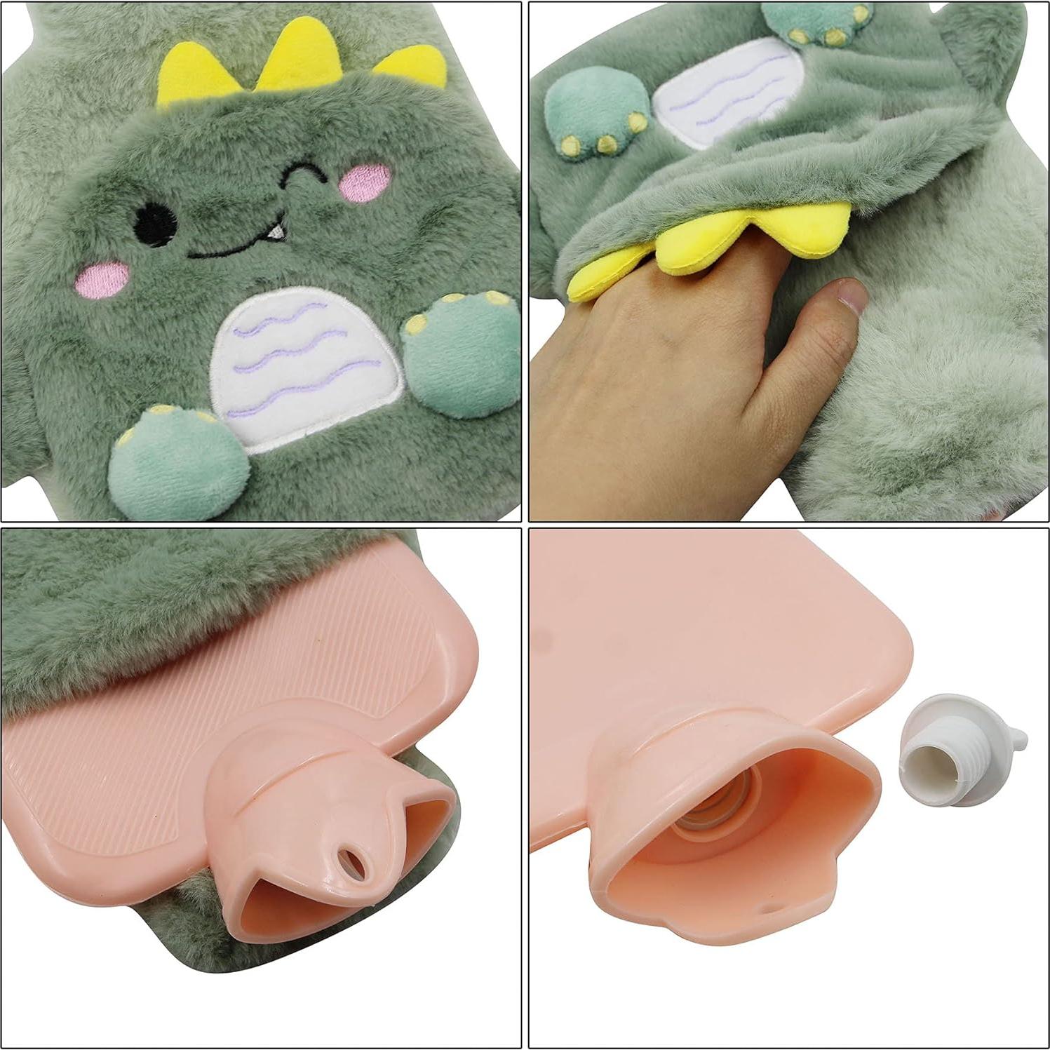 Botella de Agua Caliente MOSSTYYUS Dinosaurio 400 ML con Funda