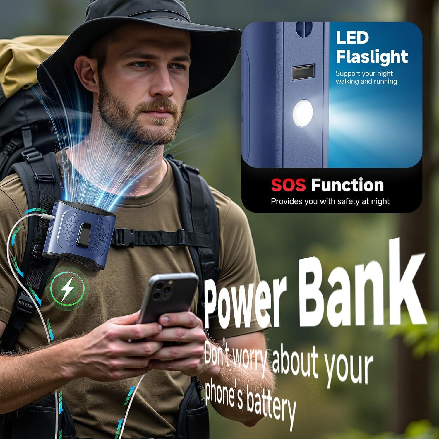 Ventilador Portátil LAMBRI GY-Azul 10000mAh 4 Velocidades