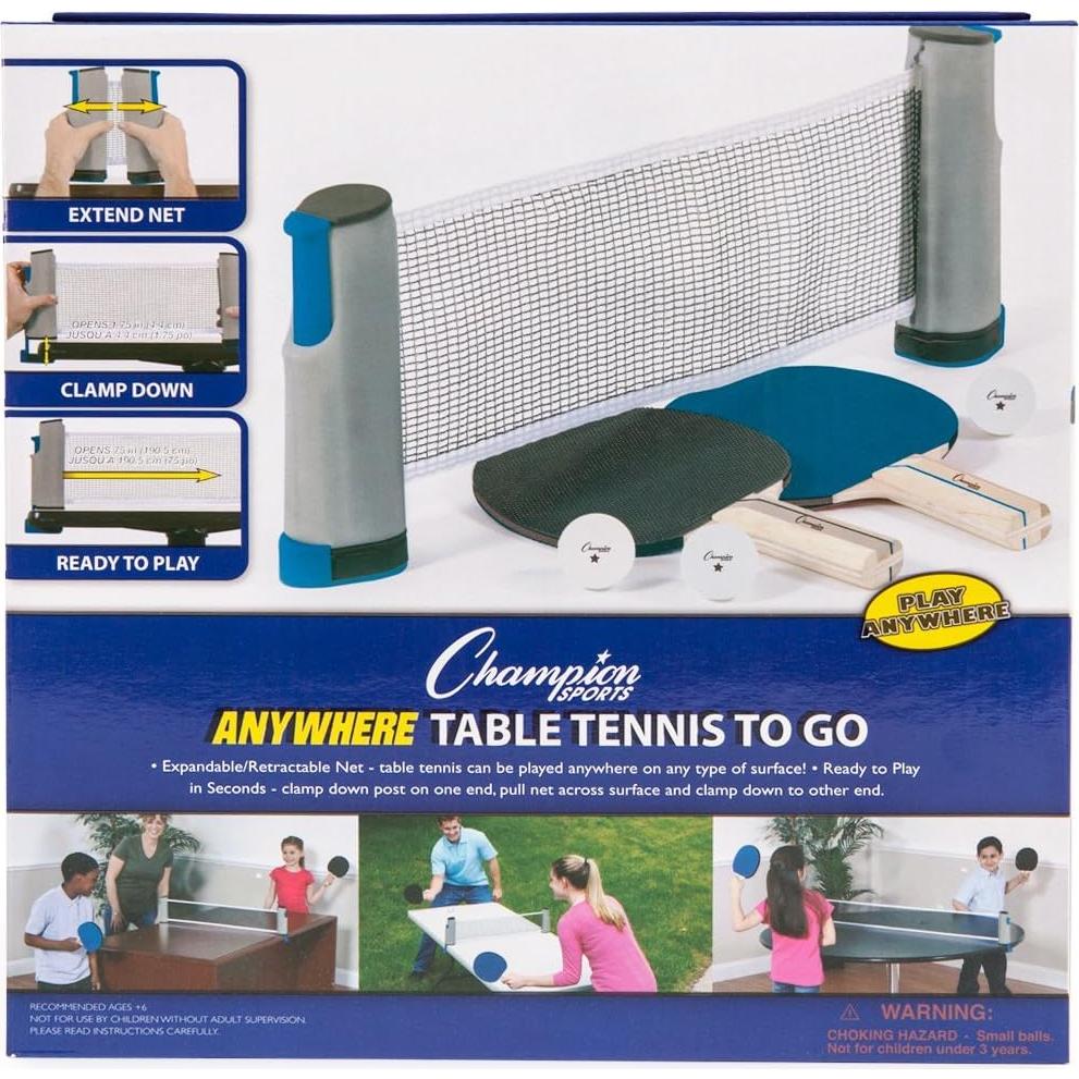 Set de Tenis de Mesa Champion Sports Anywhere, 2 Palas y Red