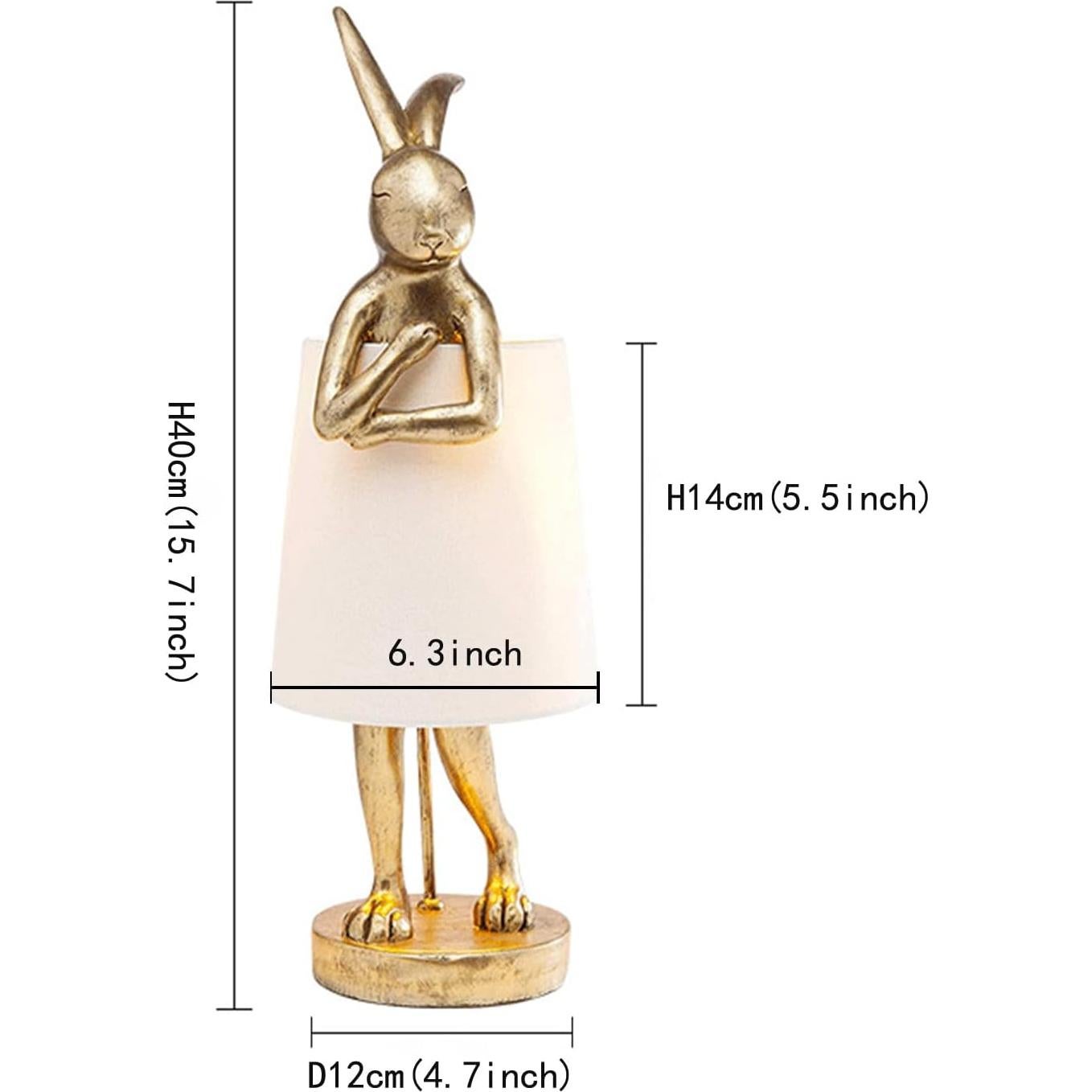 Lámpara de mesa conejo dorado NorDiem 40 cm LED blanca