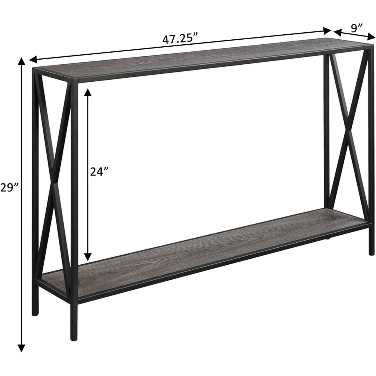 Mesa Consola Tucson Convenience Concepts 120 cm Gris/Negro