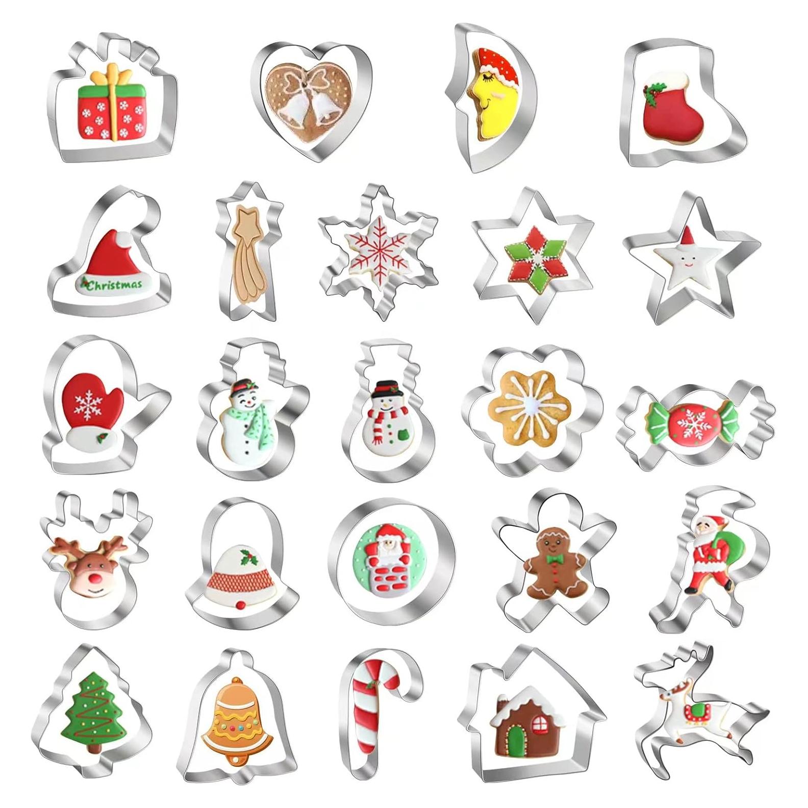 Juego de Cortadores de Galletas de Navidad WGPG - 24 Piezas de Acero Inoxidable