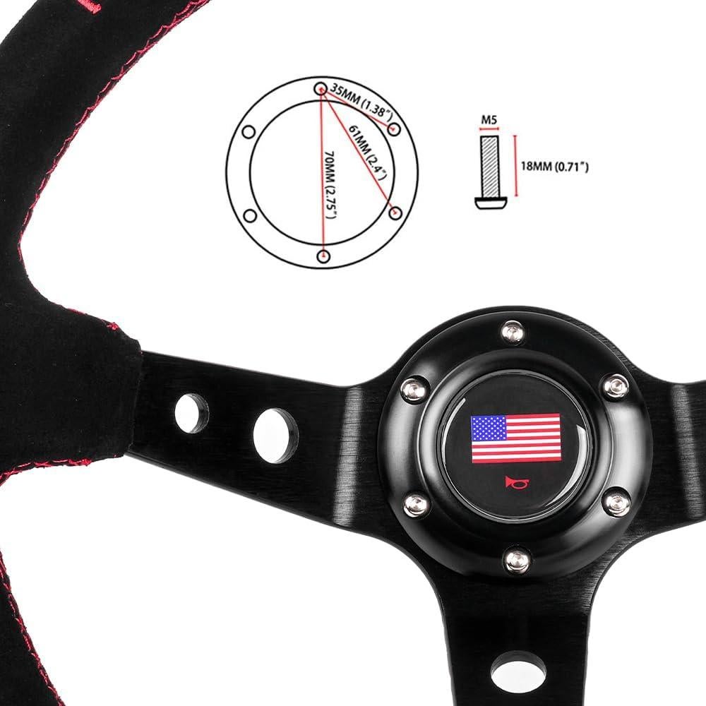 Volante de Carreras RASTP 34.5 cm Suede Universal con Claxon