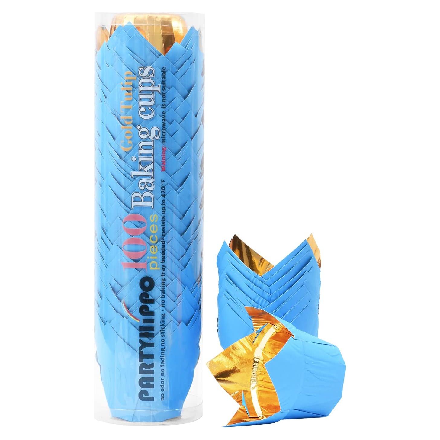 Forros de Cupcake Tulipán Dorado PARTYHIPPO 100 Pcs 6.86 cm