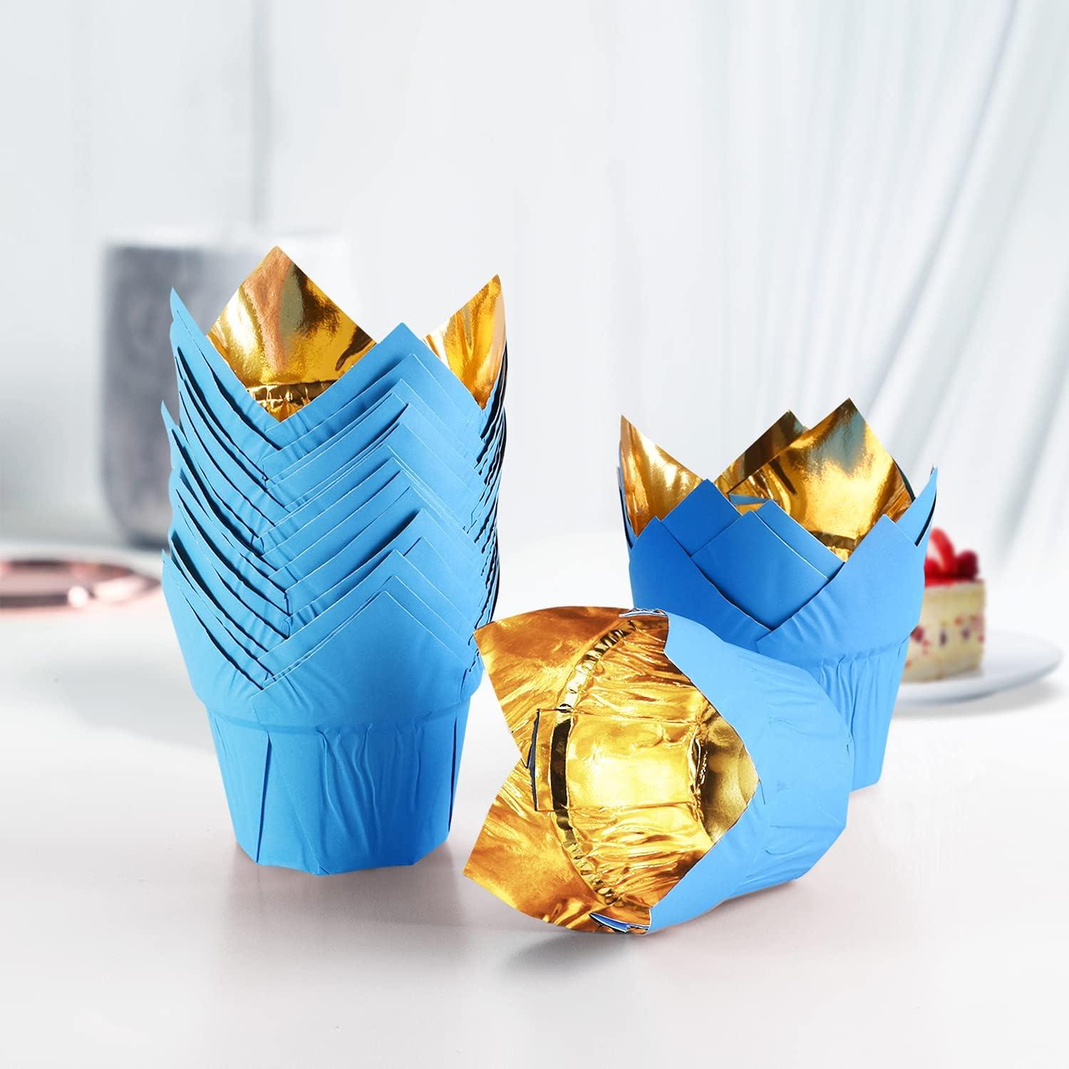 Forros de Cupcake Tulipán Dorado PARTYHIPPO 100 Pcs 6.86 cm