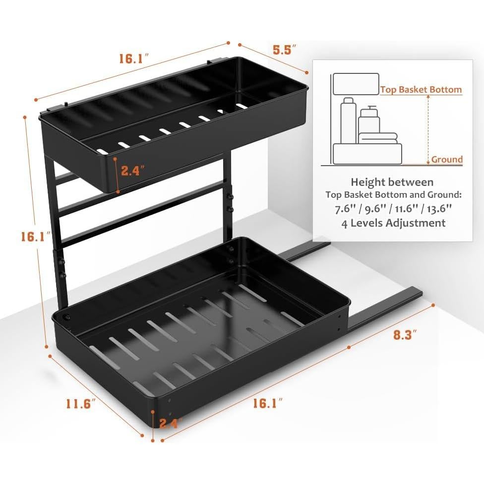 Organizador Deslizante de Metal EVERIE para Bajo Fregadero 29.5x40.6cm