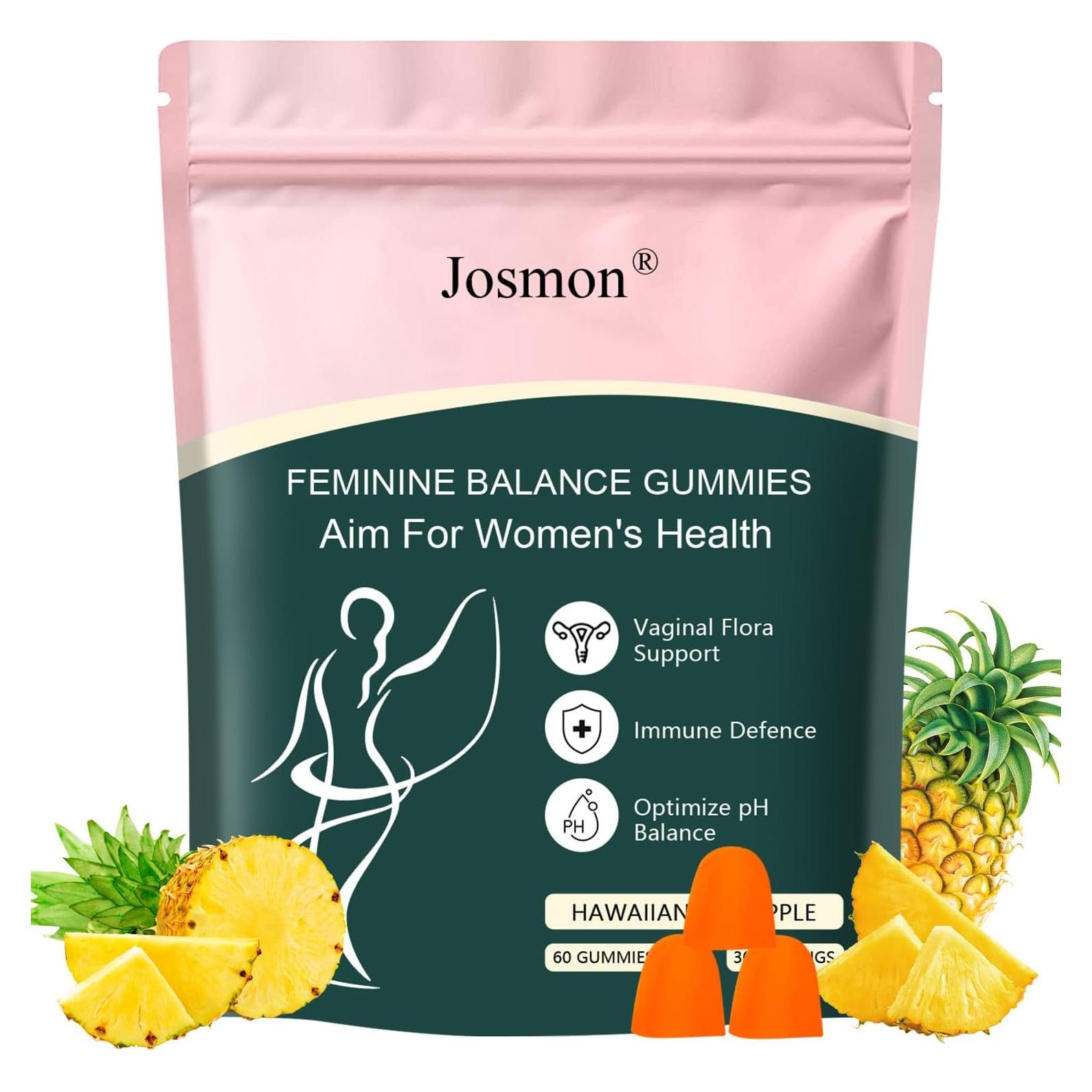 Gomitas de Equilibrio Femenino Premium Josmon - Piña Hawaiana 60 Unidades