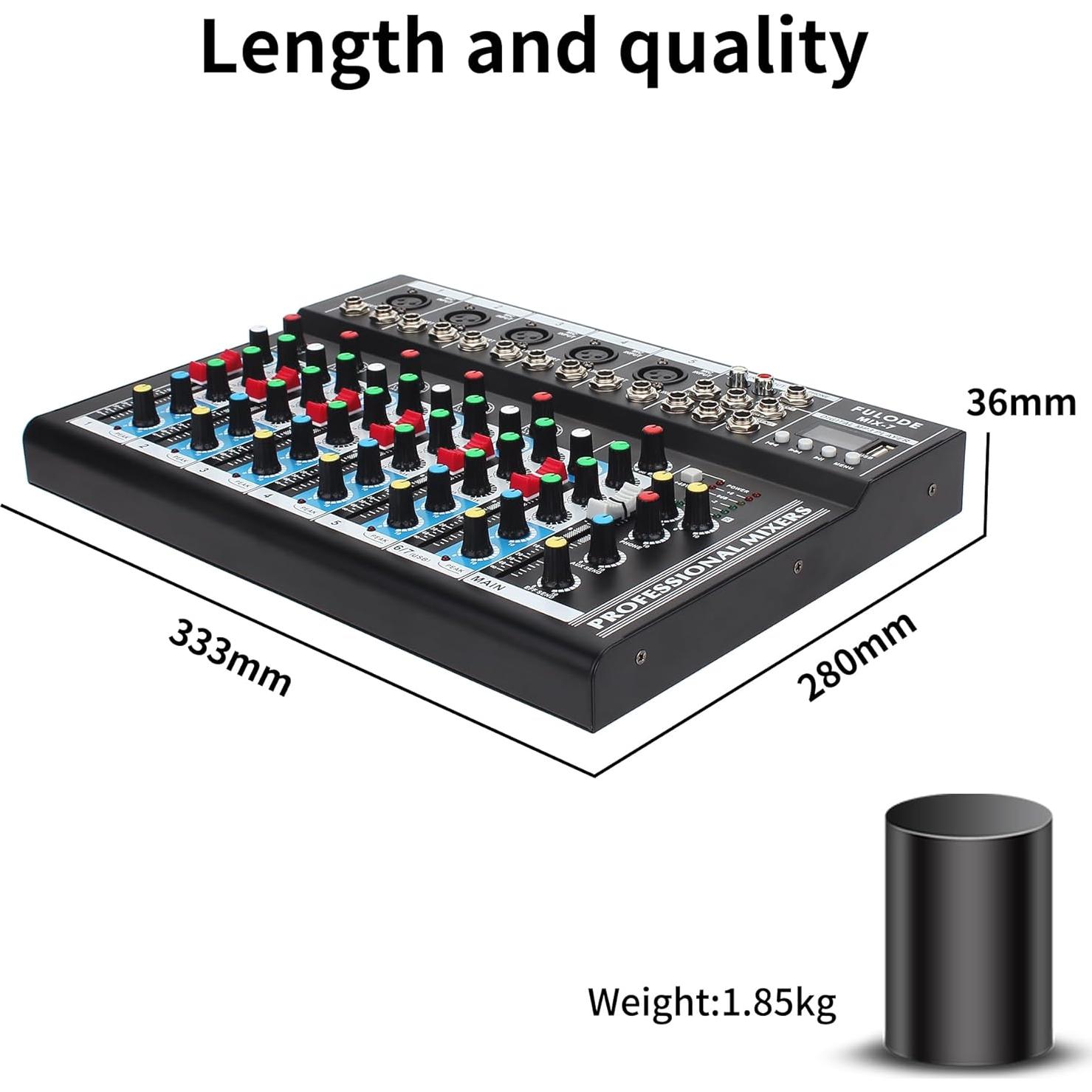 Mezclador de Audio Bluetooth 7 Canales MIX-7 48V USB