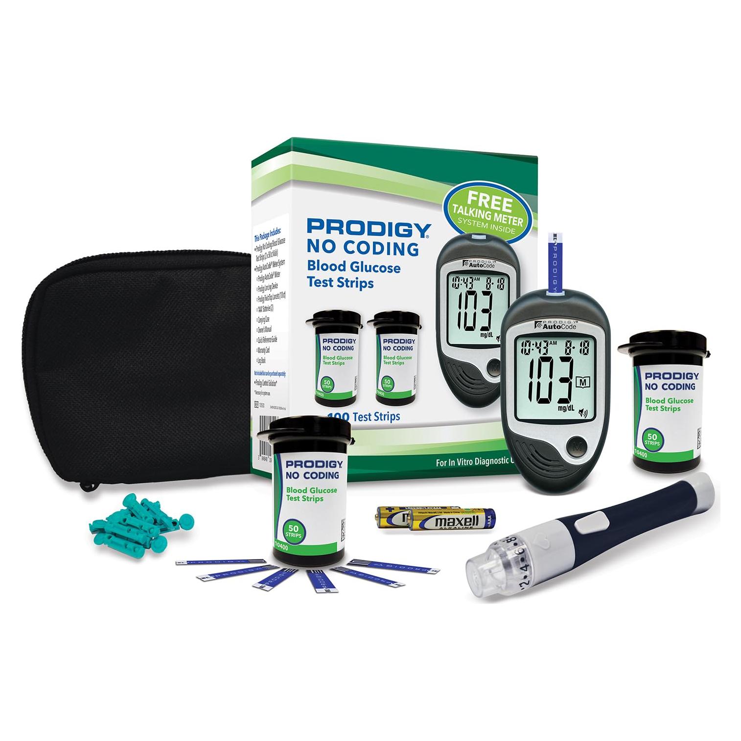 Tiras de Prueba PRODIGY 100ct con Medidor Hablante