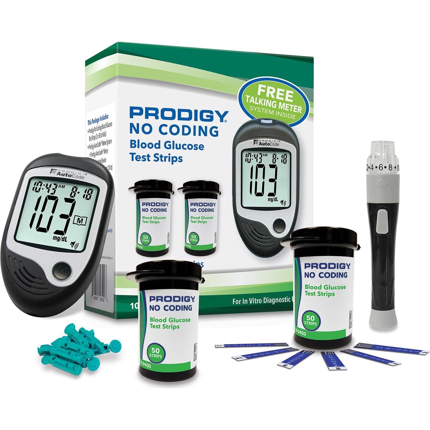 Tiras de Prueba PRODIGY 100ct con Medidor Hablante
