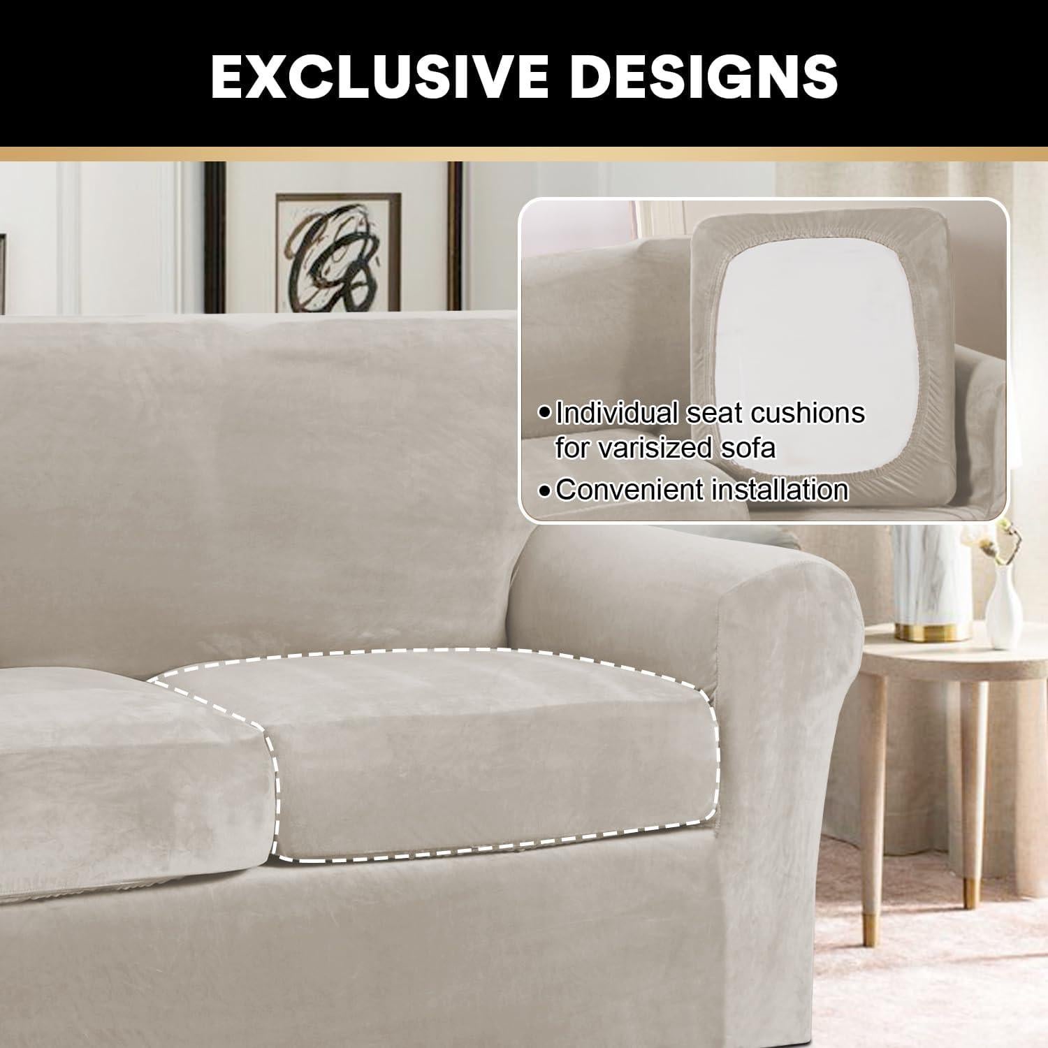 Cubierta de Terciopelo PrinceDeco para Sofá 2 Cojines 3 Pzas