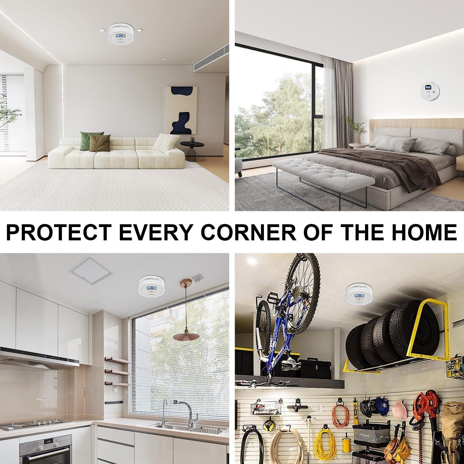 Detector de Humo y Monóxido JNHCD 3-Pack con Pantalla Digital