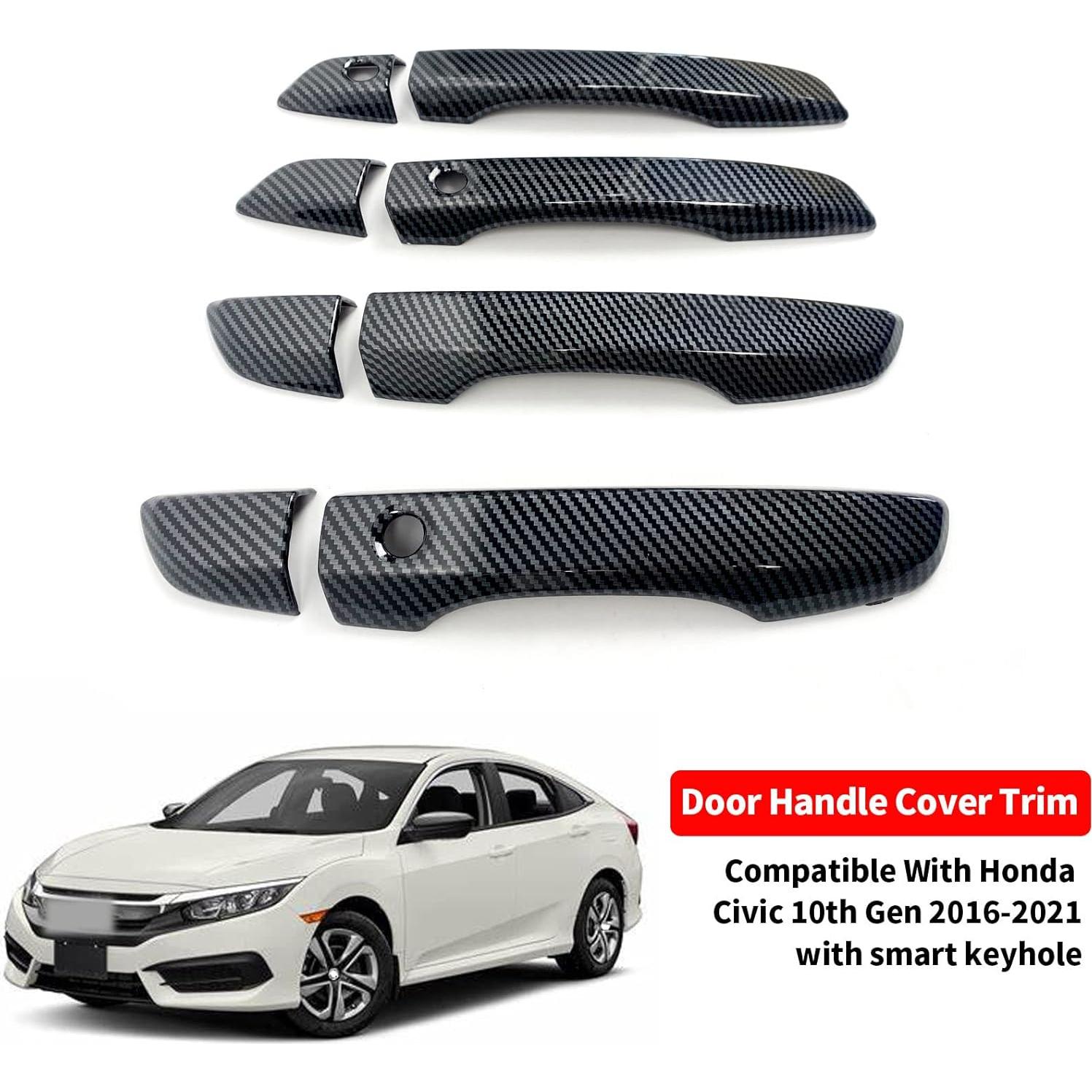 Cubierta de Manija de Puerta Honda Civic 10ª Gen 2016-2021 Fibra de Carbono