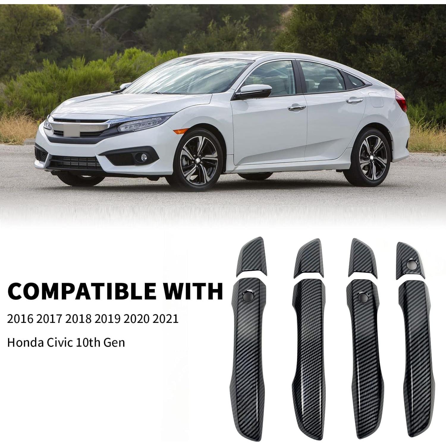 Cubierta de Manija de Puerta Honda Civic 10ª Gen 2016-2021 Fibra de Carbono