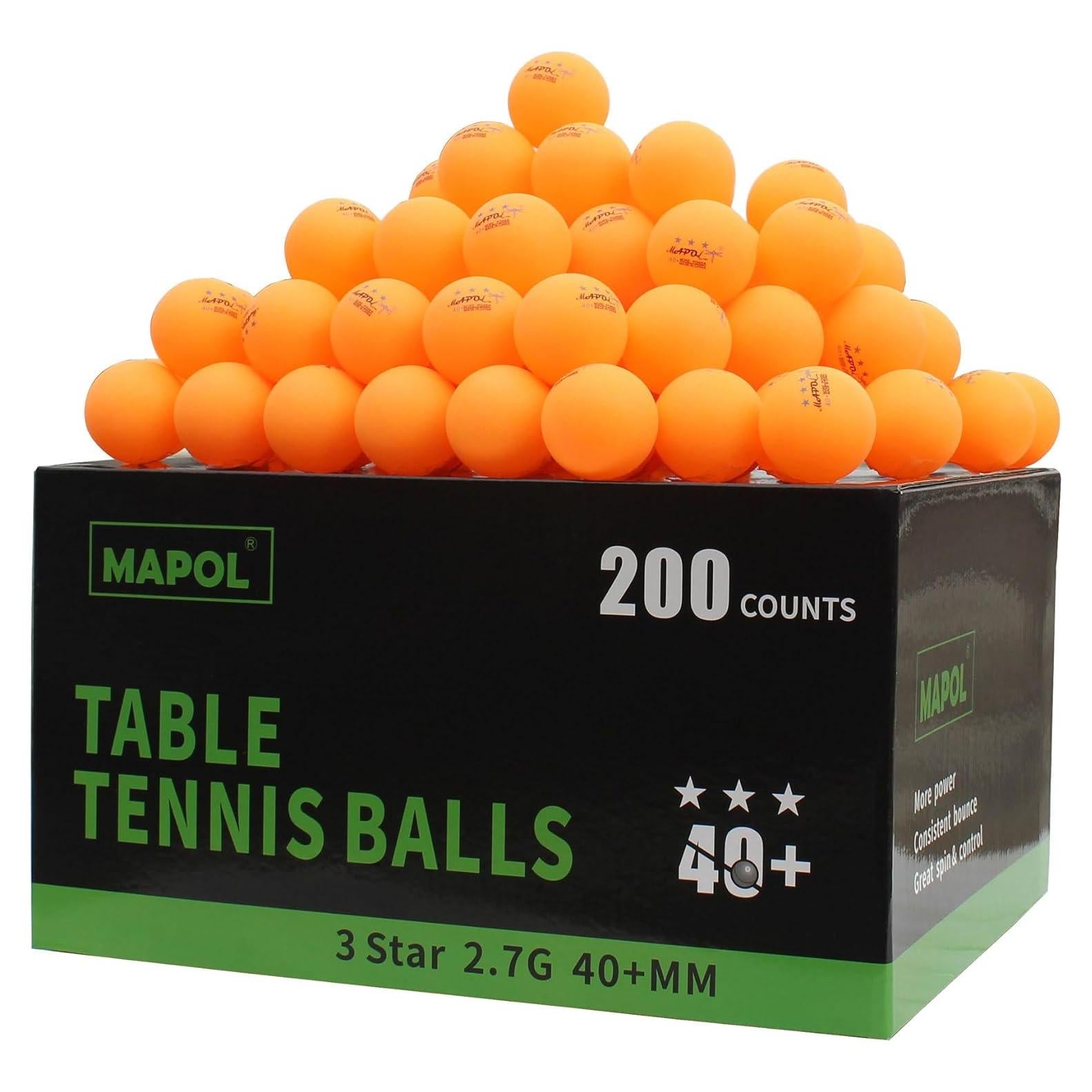 Pelotas de Tenis de Mesa MAPOL 200 Naranjas 3 Estrellas