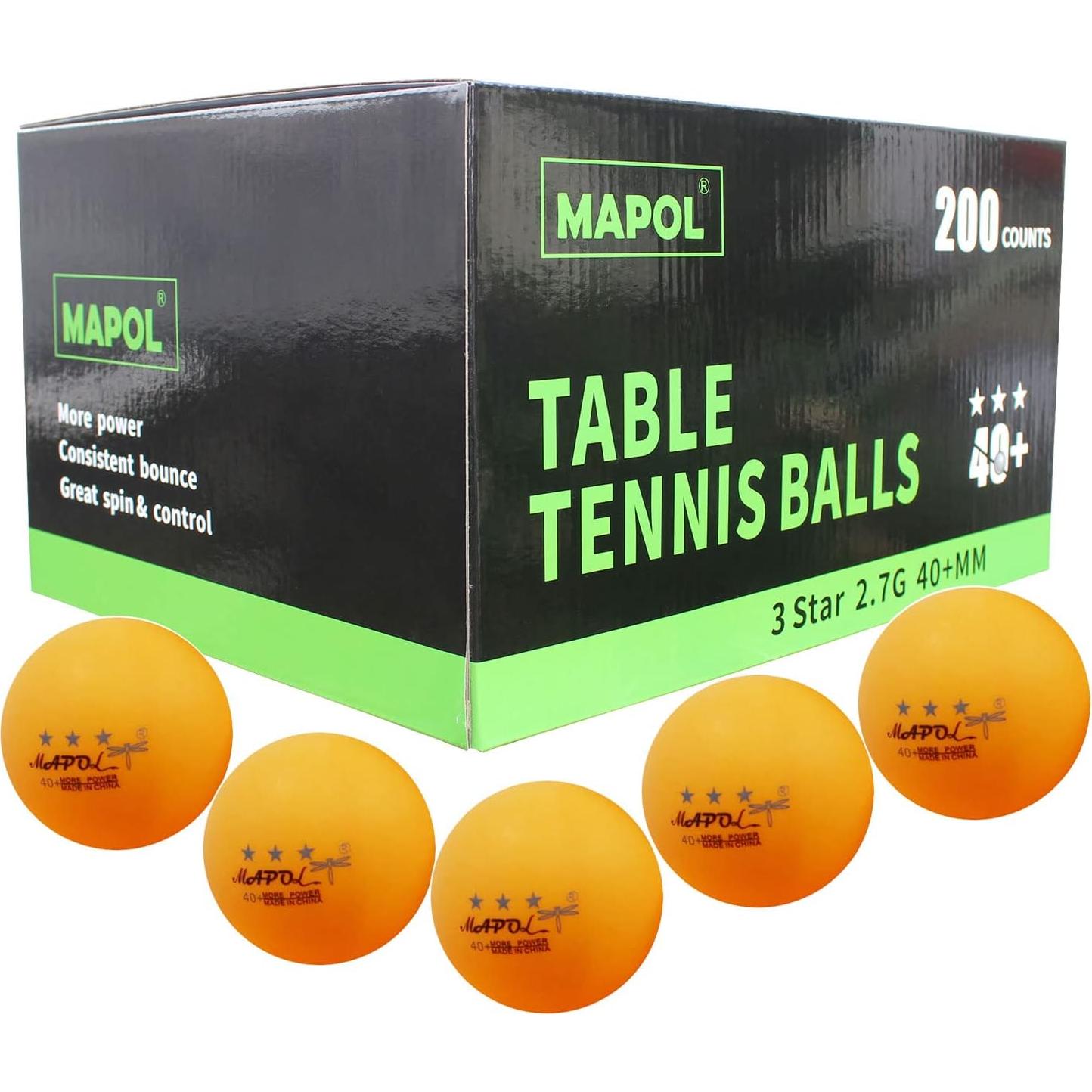 Pelotas de Tenis de Mesa MAPOL 200 Naranjas 3 Estrellas
