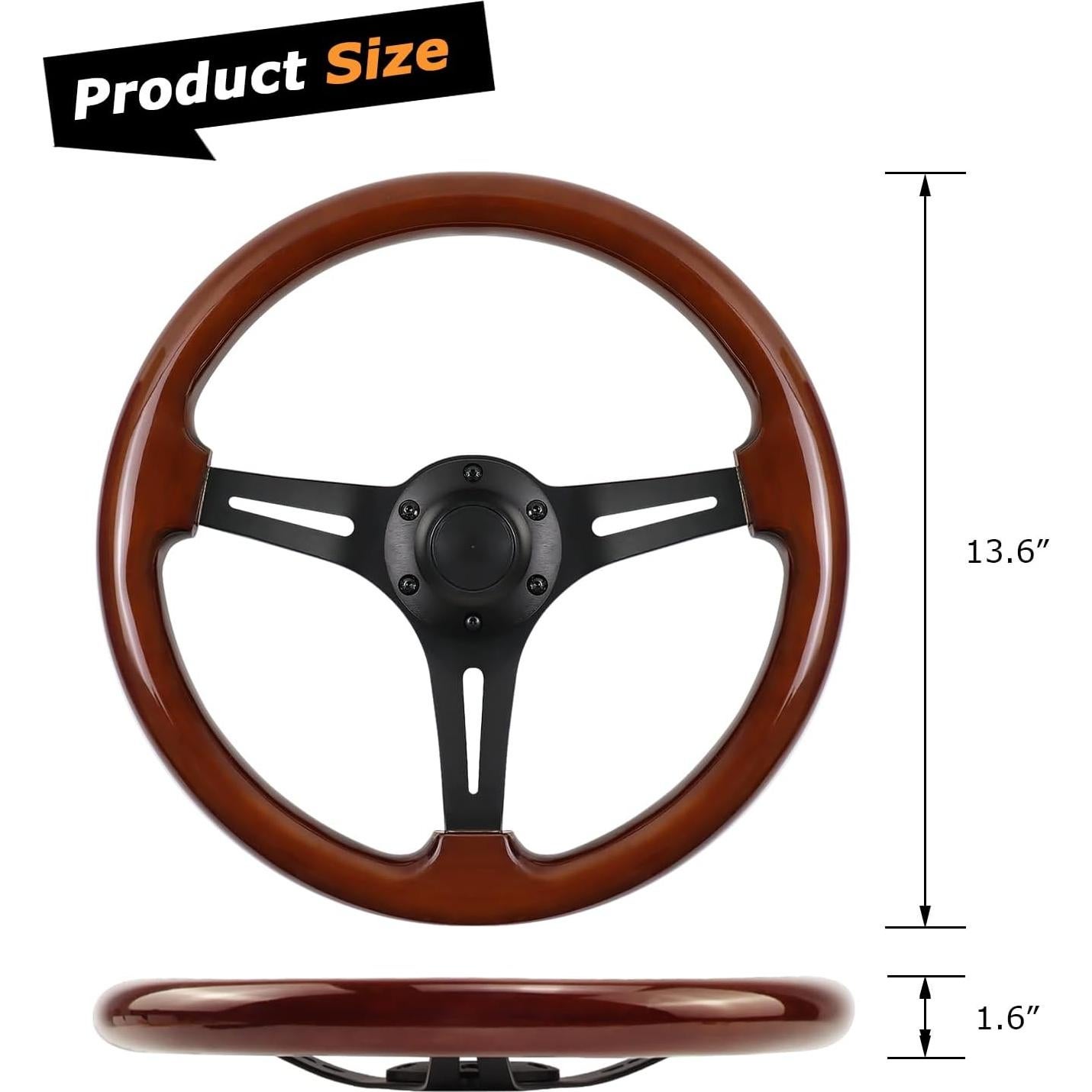 Volante de Madera VOONKE VKRC-06MBK 35.1cm Universal