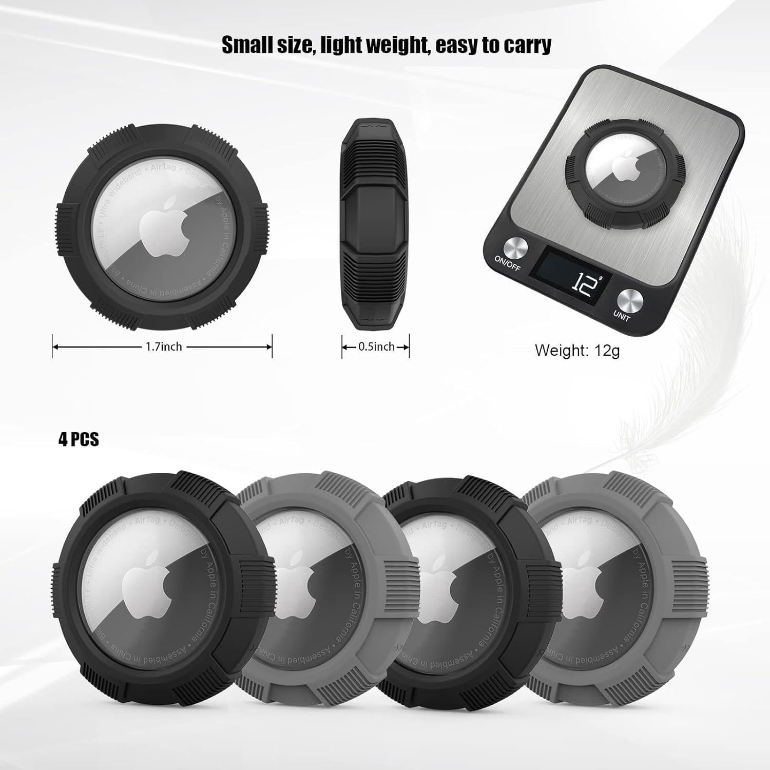 Funda Adhesiva para AirTag 4 Pack Apple - 2 Negros + 2 Grises