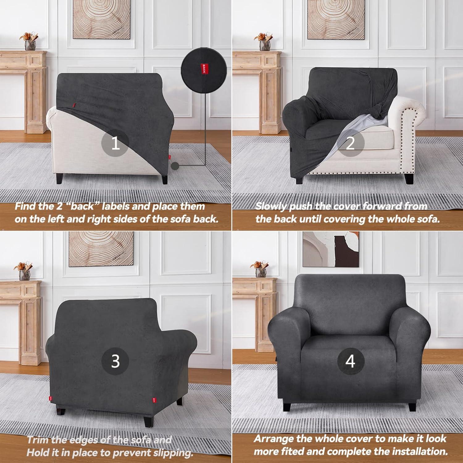 Funda de Silla Molasofa Gris Oscuro Antideslizante 1 Pieza