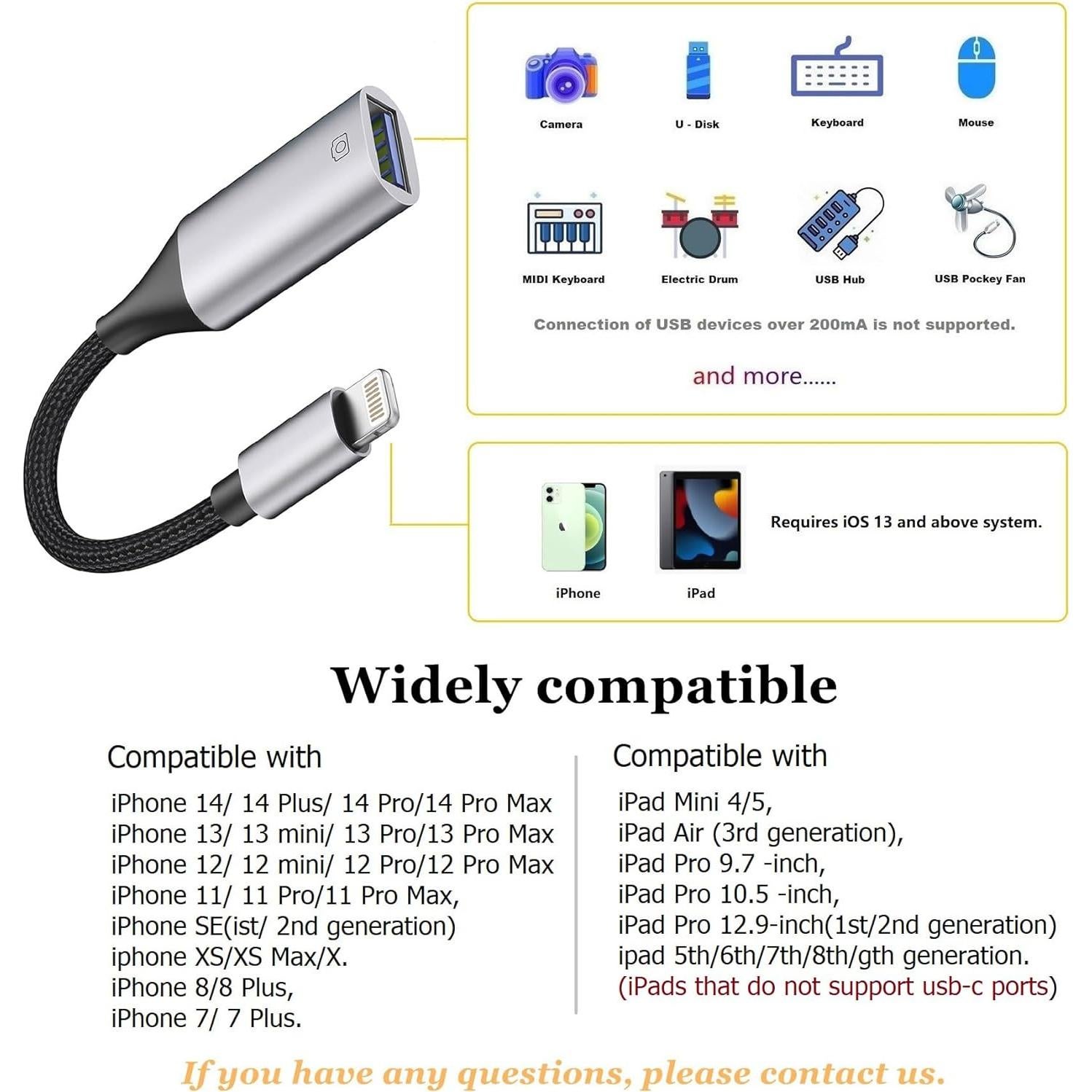 Adaptador Lightning a USB IVSHOWCO OTG para iPhone