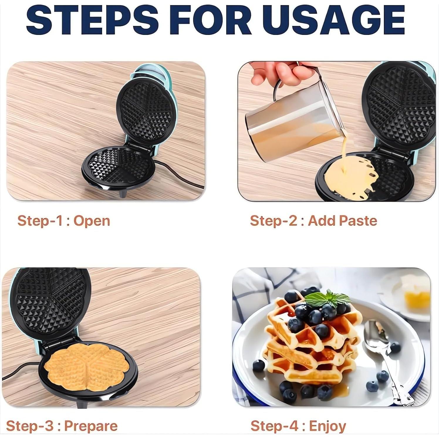 Wafflera Eléctrica KAGOR Rosa 17.78 cm Corazón 700W