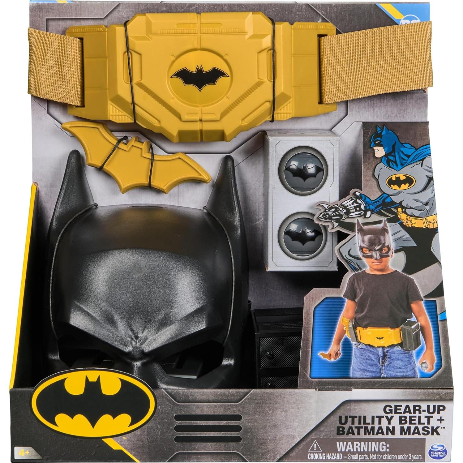 DC Comics Batman, Gear-Up Utility Belt, Batarangs and Smoke Pellets Halloween Costume for Kids Roleplay Toys for Boys and Girls Ages 4 and Up