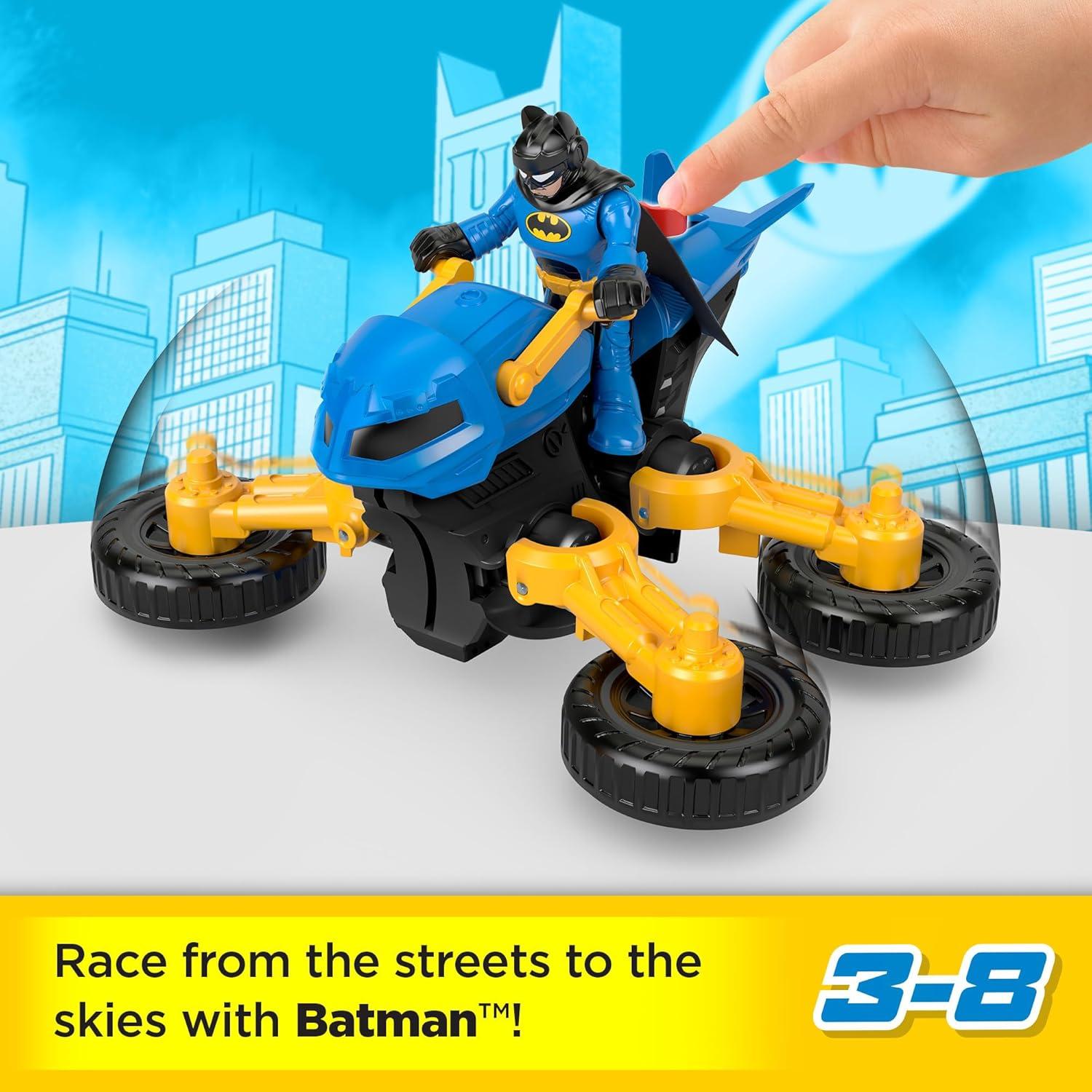 Figura Batman Imaginext + Batcycle transformable 3+ años