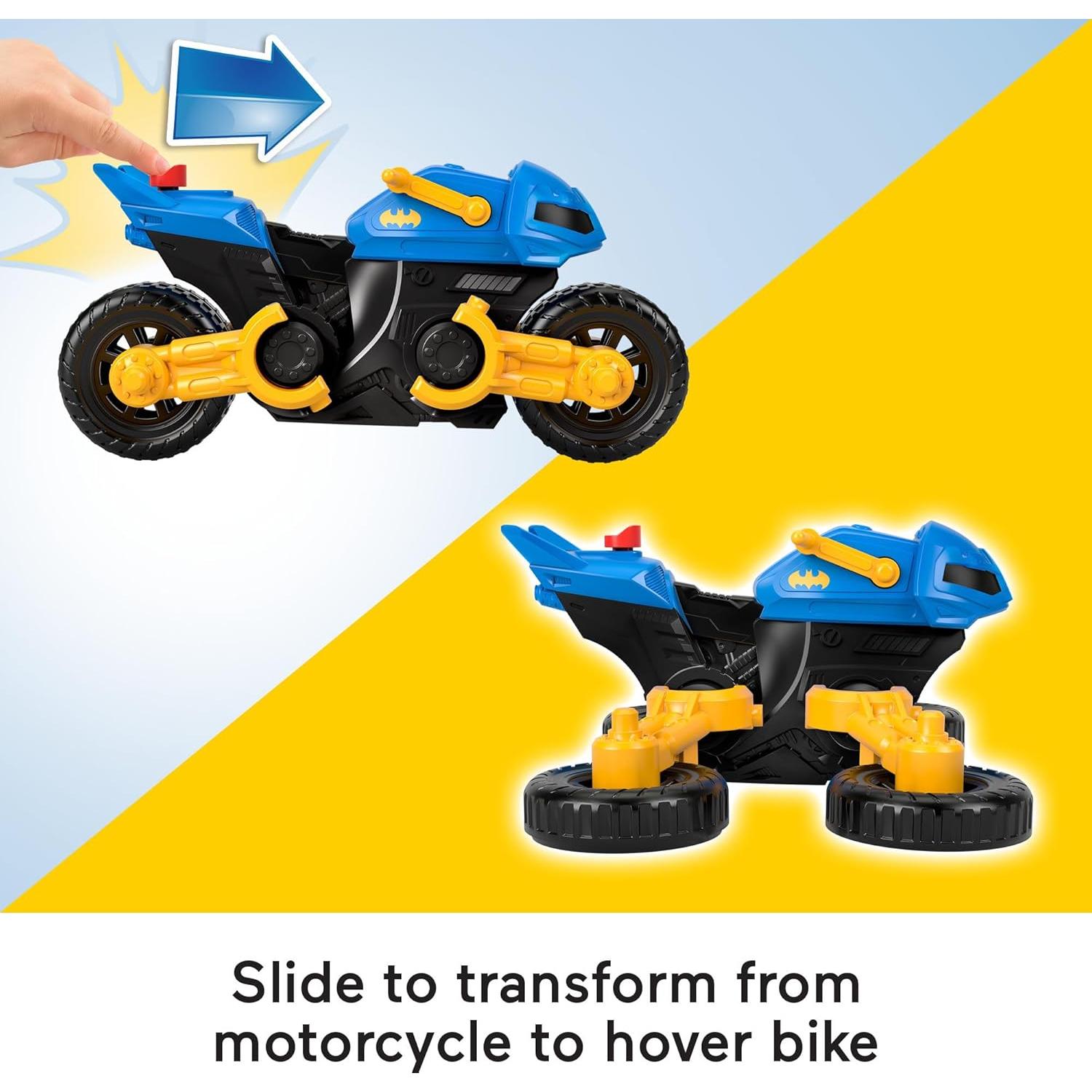 Figura Batman Imaginext + Batcycle transformable 3+ años