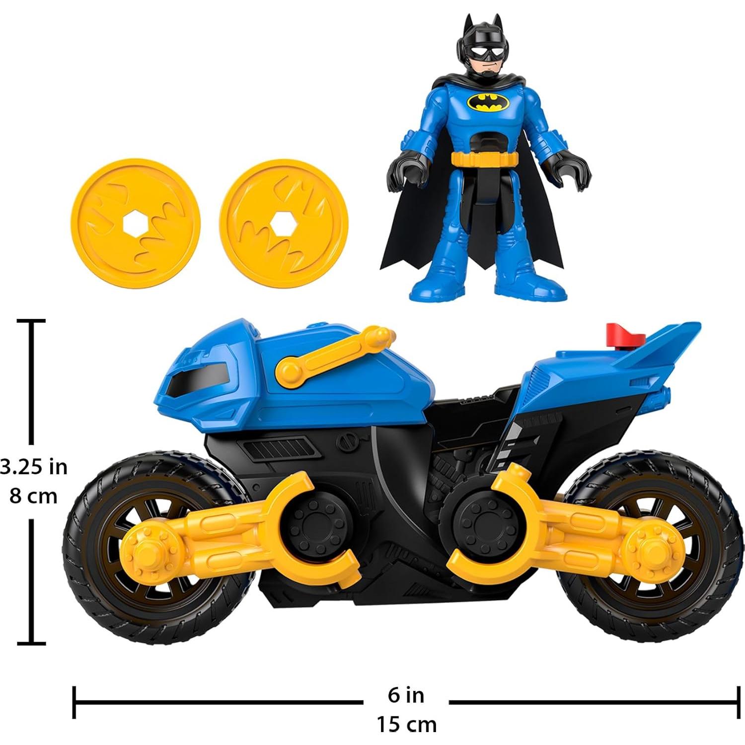 Figura Batman Imaginext + Batcycle transformable 3+ años