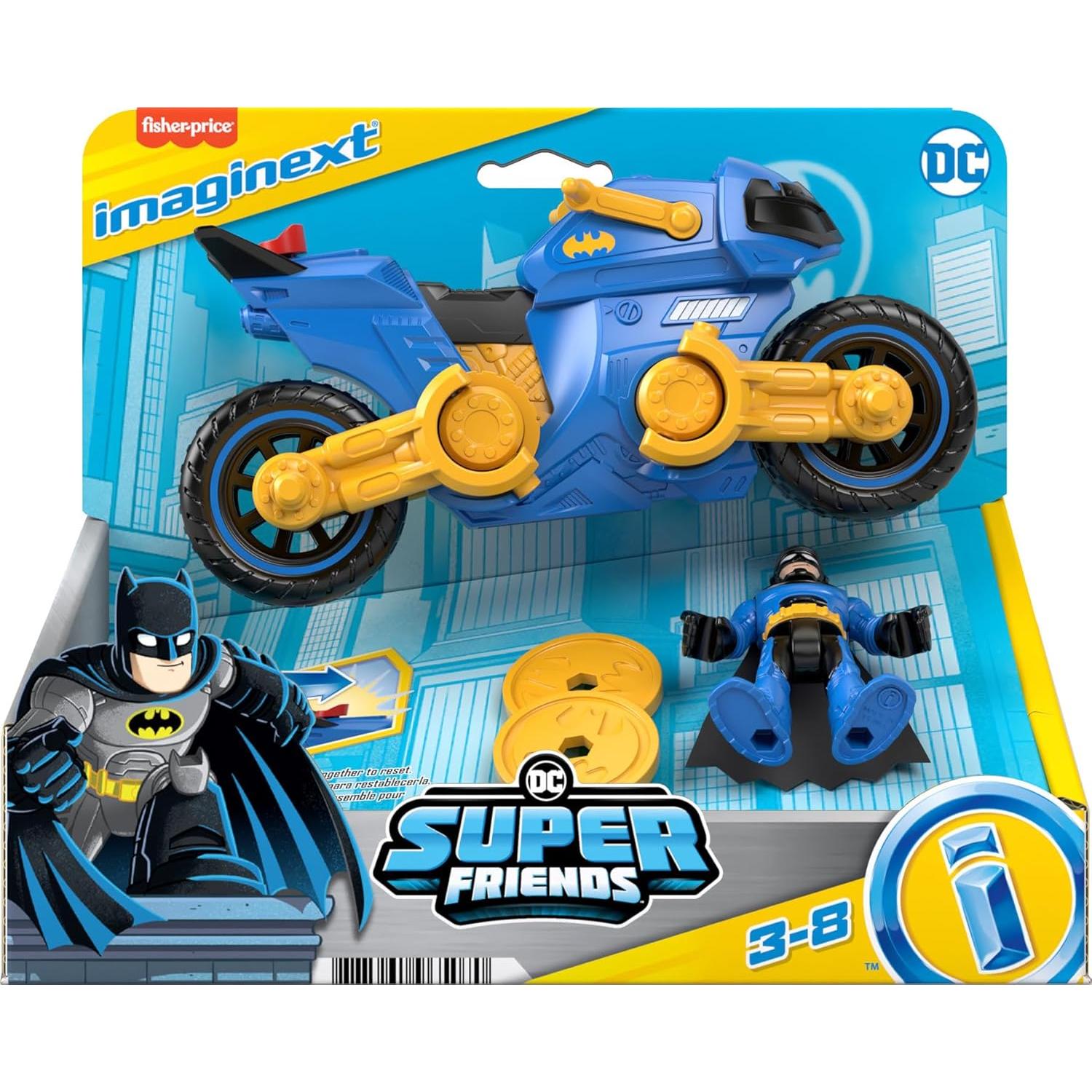 Figura Batman Imaginext + Batcycle transformable 3+ años