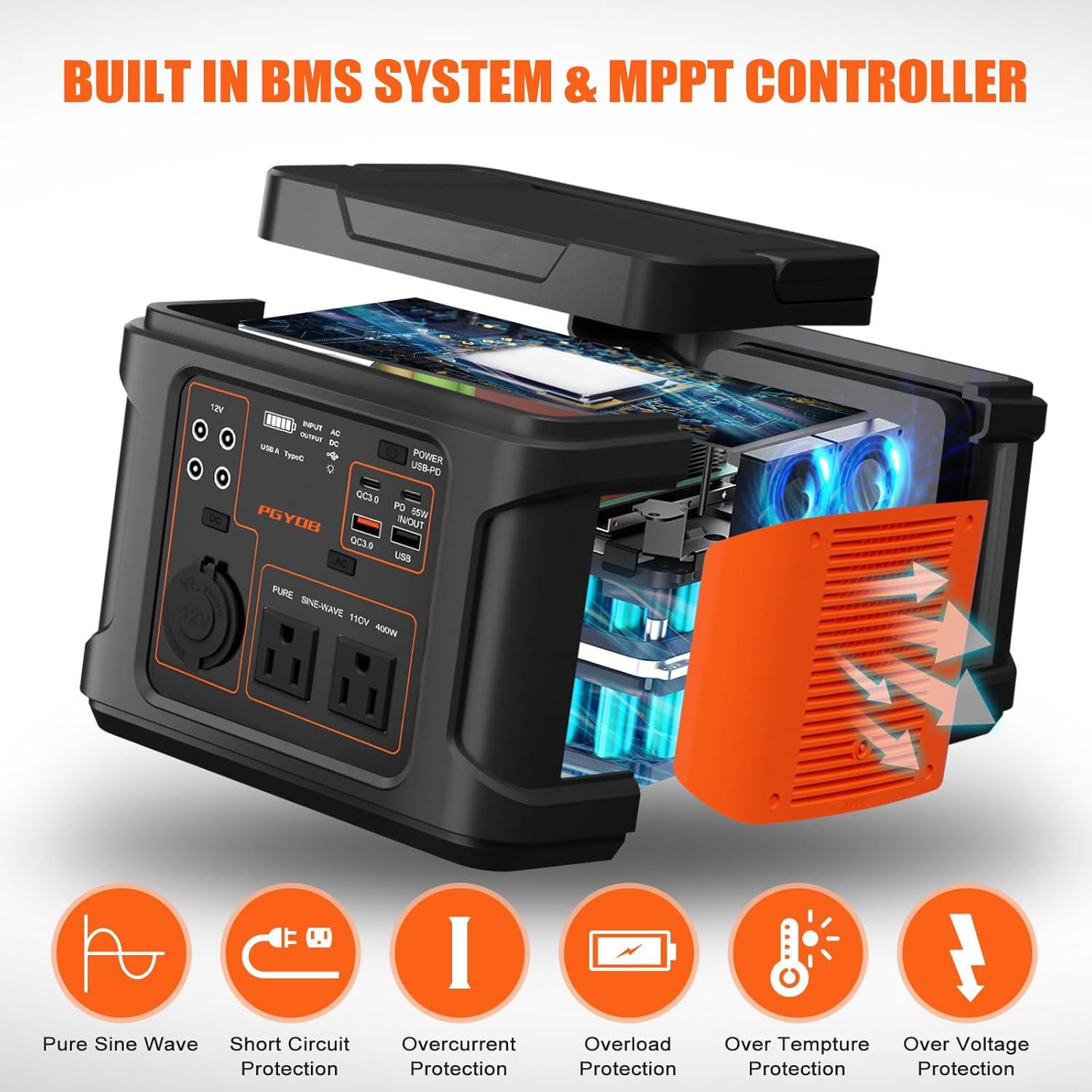 Generador Solar PGYOB P400 400W Portátil para Camping