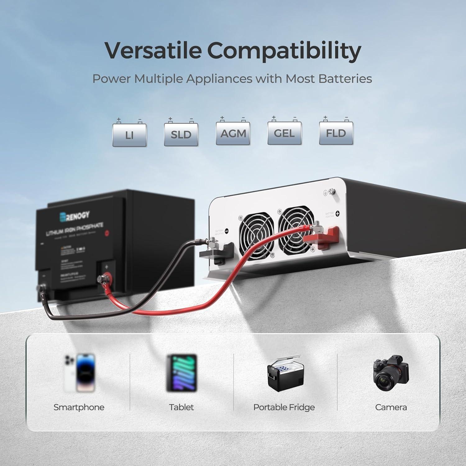 Inversor Renogy 2000W 12V DC a 120V AC Bluetooth