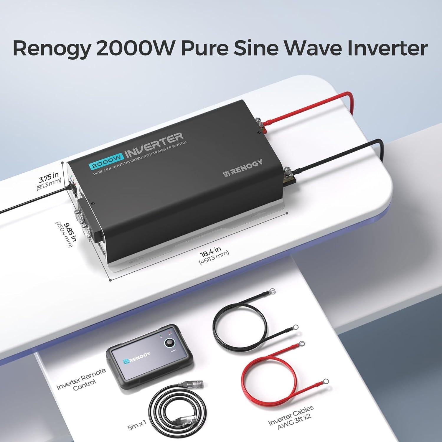 Inversor Renogy 2000W 12V DC a 120V AC Bluetooth