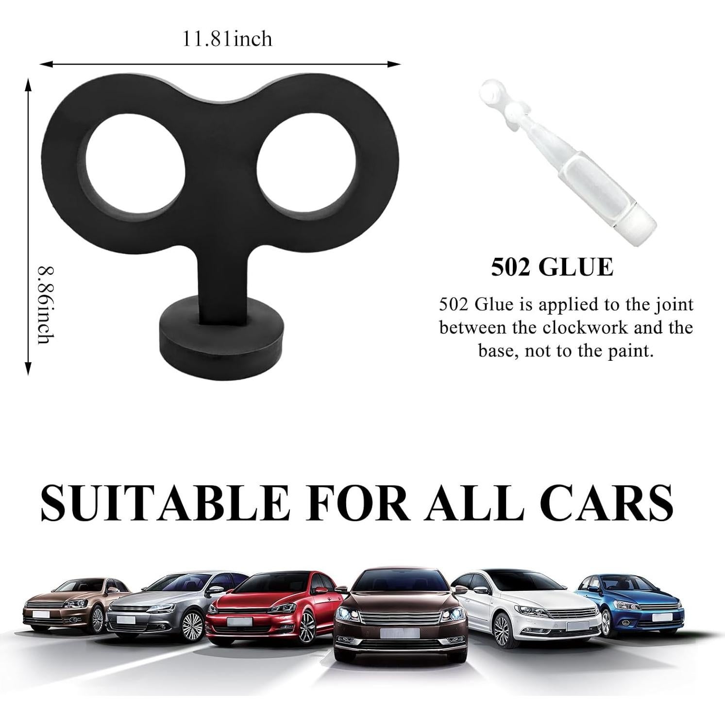 Pegatina 3D de Llave de Cuerda Gasedin para Coche - Negro