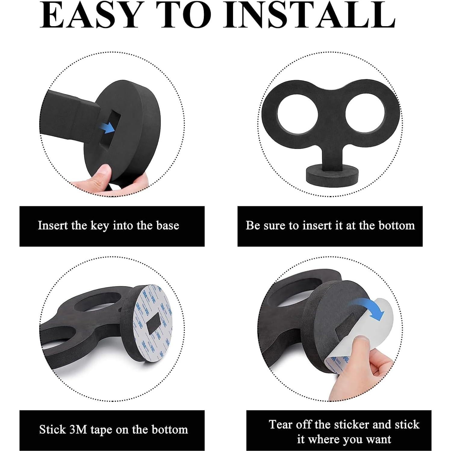 Pegatina 3D de Llave de Cuerda Gasedin para Coche - Negro