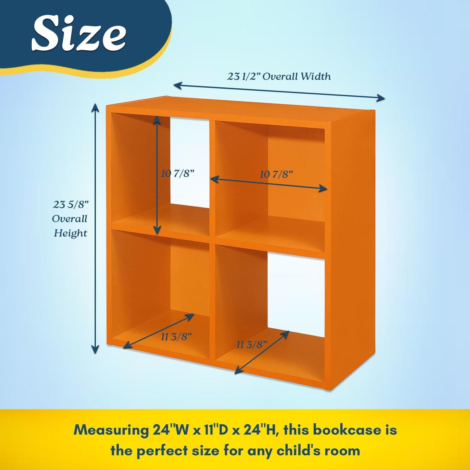 Estantería Infantil Jermine Muebles Kings Brand 4 Cubos Naranja