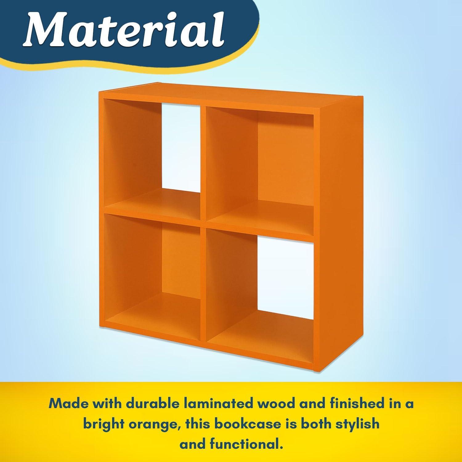 Estantería Infantil Jermine Muebles Kings Brand 4 Cubos Naranja