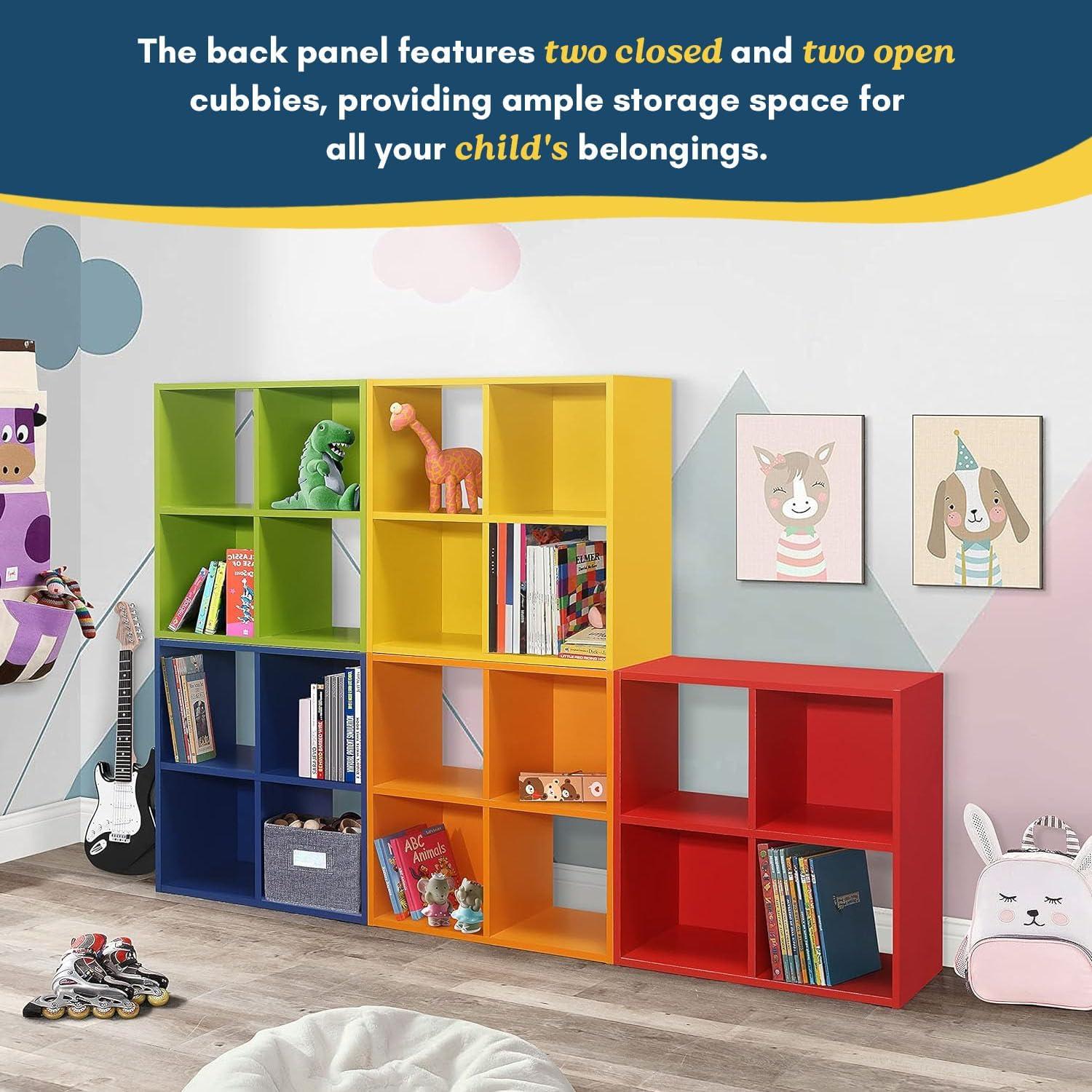 Estantería Infantil Jermine Muebles Kings Brand 4 Cubos Naranja