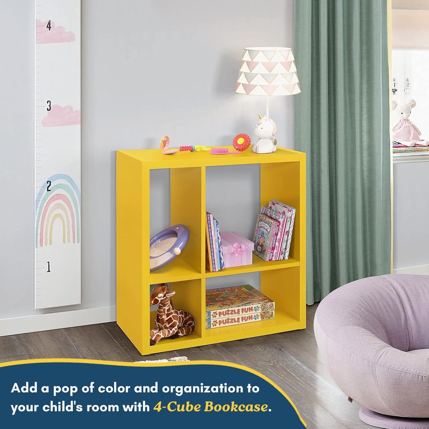 Estantería Abierta Katelyn Muebles Kings Brand 4 Cubos Amarillo