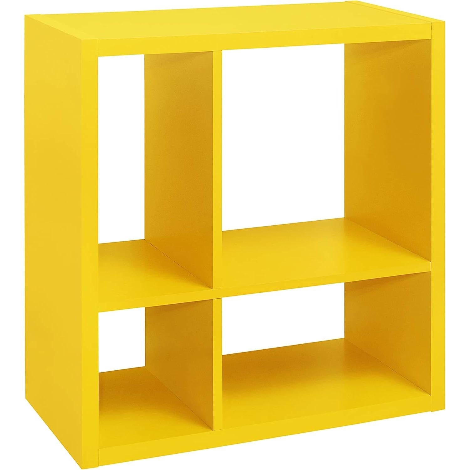 Estantería Abierta Katelyn Muebles Kings Brand 4 Cubos Amarillo