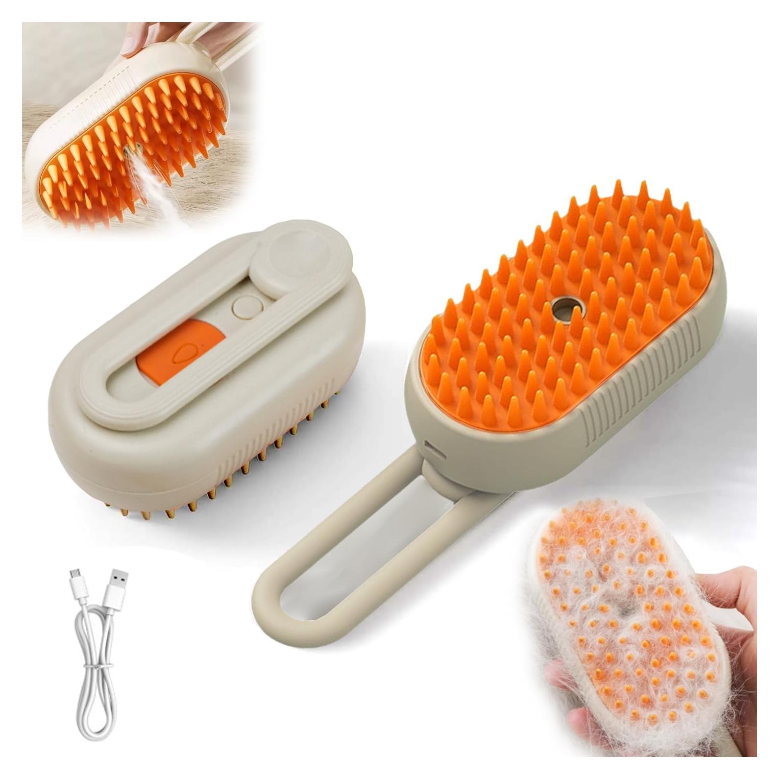 Cepillo de Vapor 4 en 1 PETSOO para Gatos y Perros Crema