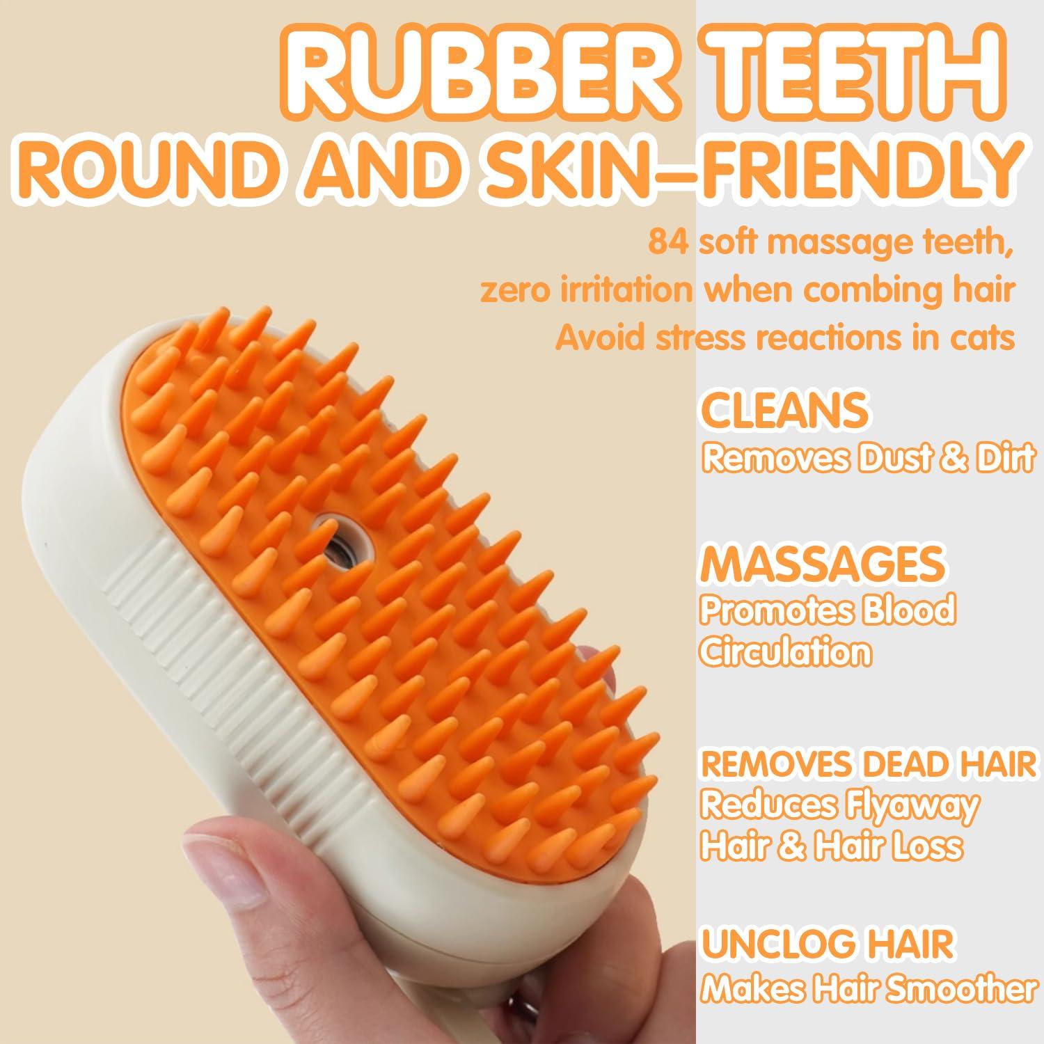 Cepillo de Vapor 4 en 1 PETSOO para Gatos y Perros Crema