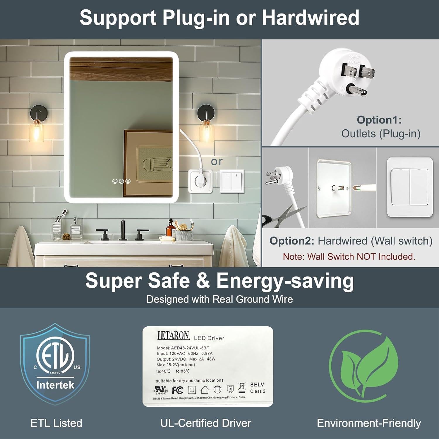 Gabinete de Medicina TIFULLHOME 16x24 con Luz LED y USB