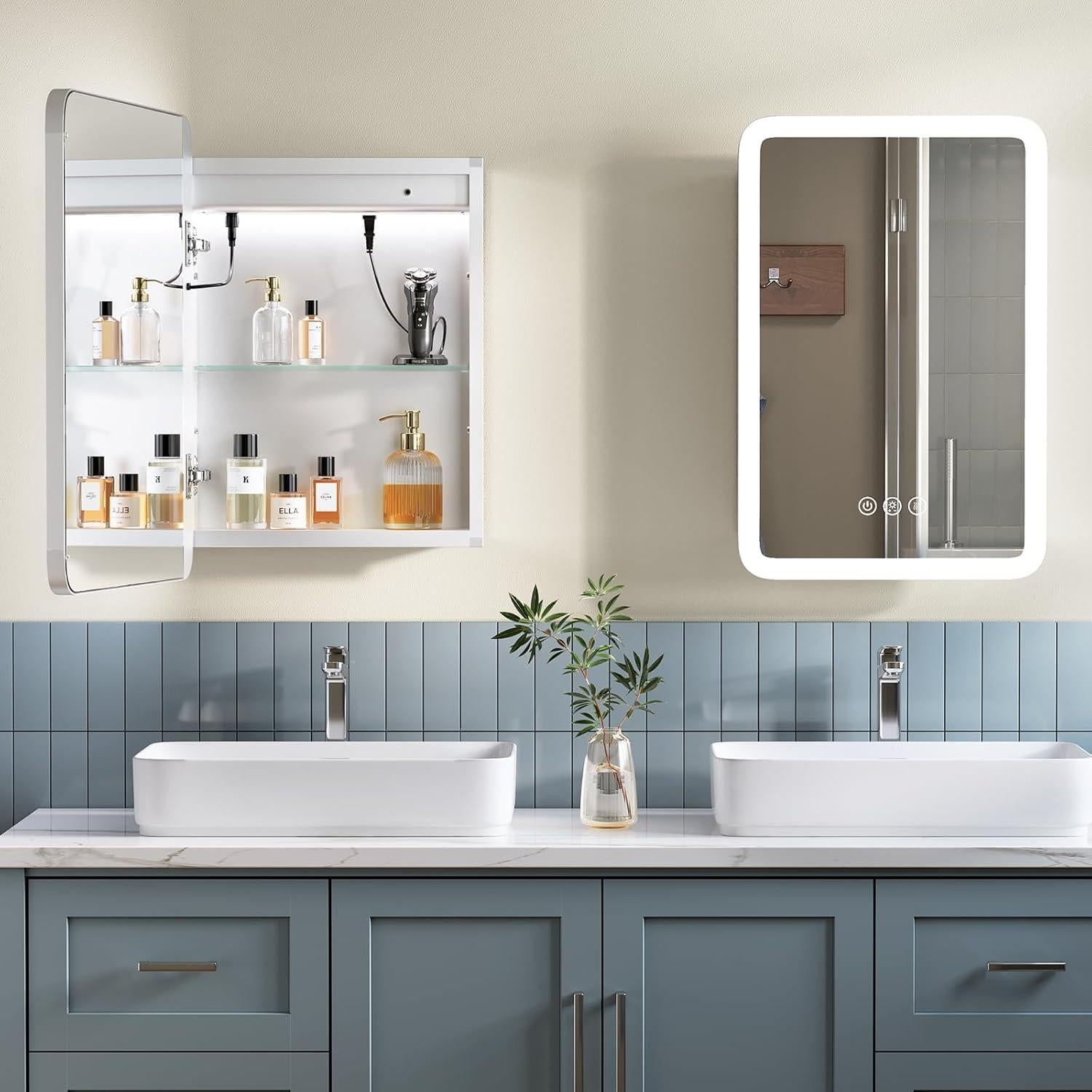 Gabinete de Medicina TIFULLHOME 16x24 con Luz LED y USB