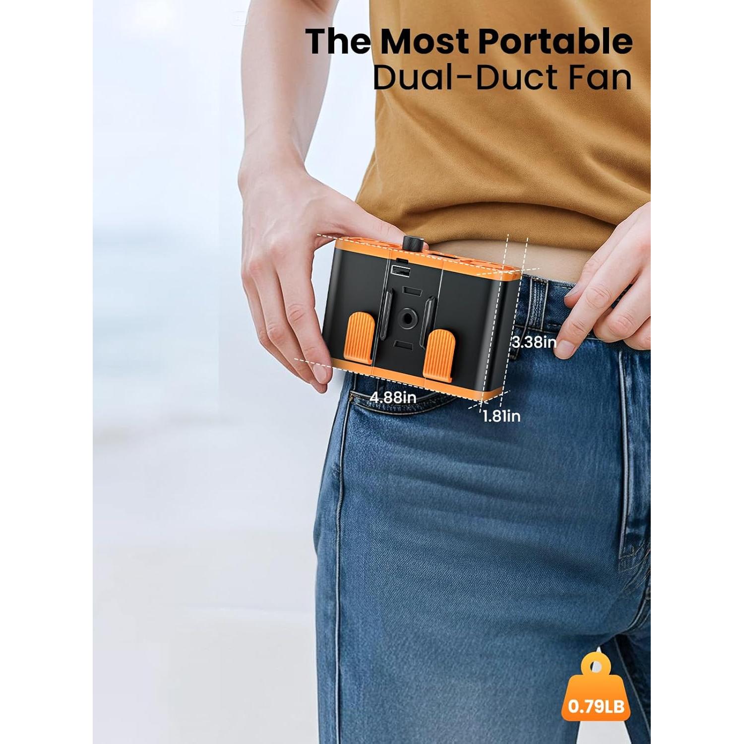 Ventilador Portátil Tenlox de Cintura 20000RPM USB Recargable