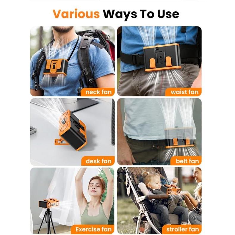 Ventilador Portátil Tenlox de Cintura 20000RPM USB Recargable