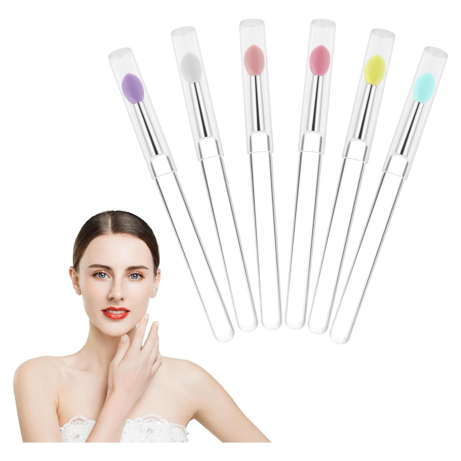 Reusable Lip Mask Applicators - 6 Pcs Silicone Lip Gloss & Lipstick Brush Set