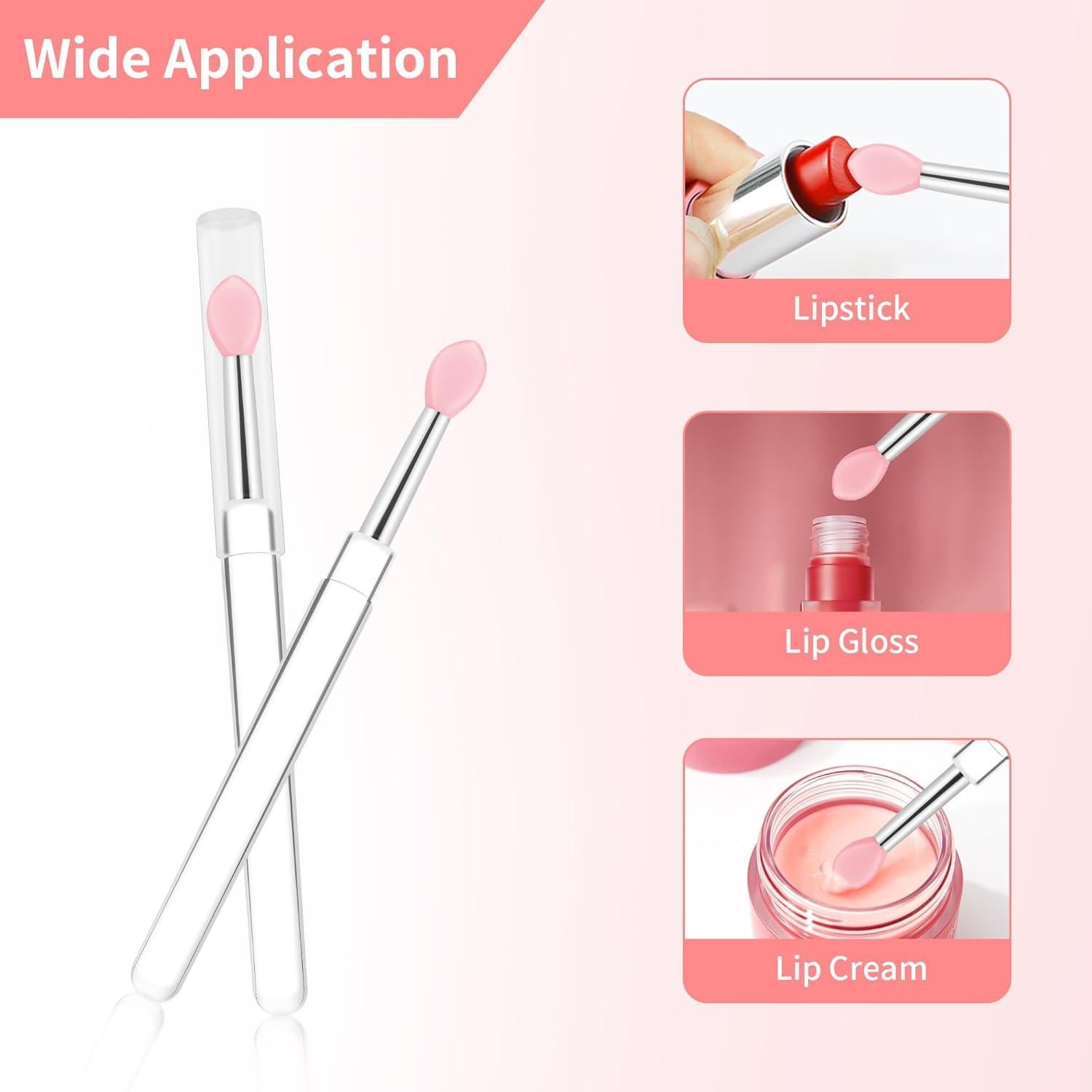 Reusable Lip Mask Applicators - 6 Pcs Silicone Lip Gloss & Lipstick Brush Set