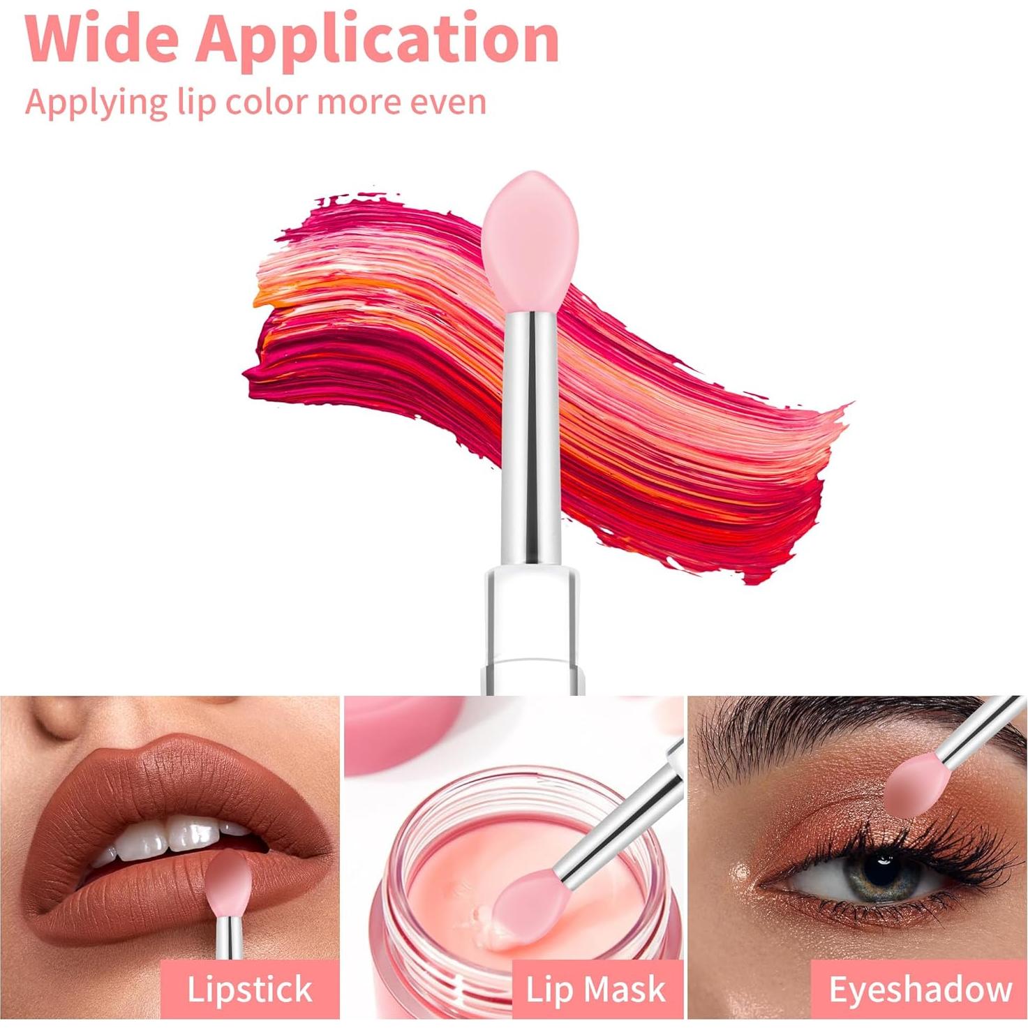 Reusable Lip Mask Applicators - 6 Pcs Silicone Lip Gloss & Lipstick Brush Set