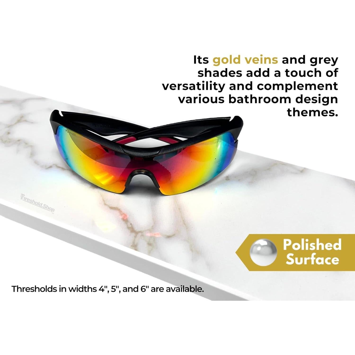 Umbral de Ducha de Mármol Ingenierizado Calacatta Gold 152.4x7.62 cm